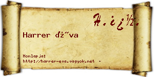 Harrer Éva névjegykártya